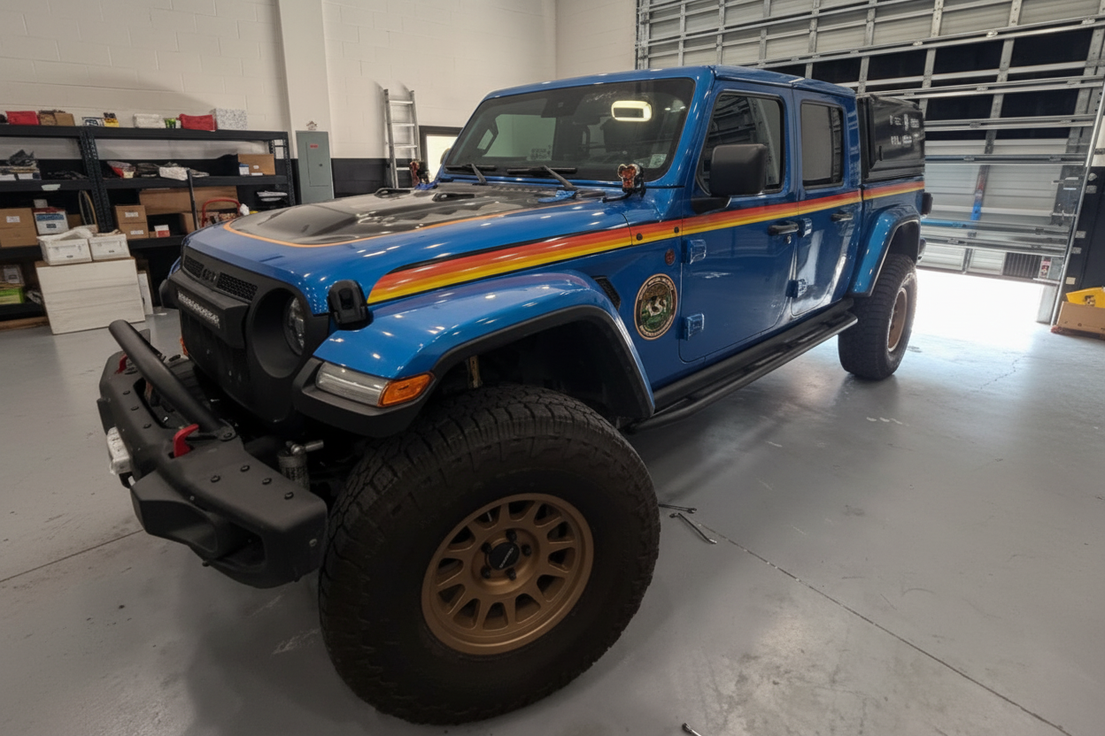 Blue Jeep Gladiator - Boxes Removed
